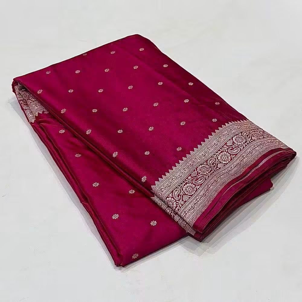 Banarasi Handloom Mashru Silk Saree with Beautiful Zari Pallu 1 Banarasi Handloom Mashru Silk Saree with Beautiful Zari Pallu