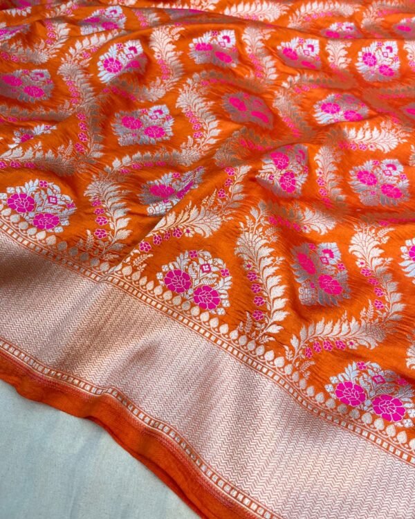Banarasi Pure Chiniya Silk Saree with Sona Roopa Meenakari
