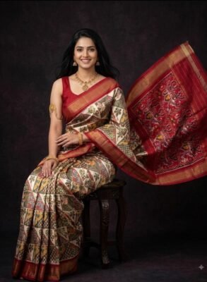 Madthas Designer Double Weaving | Ikkat Silk Saree