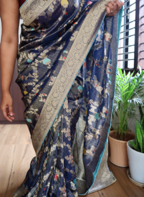 Tissue Banarasi Silk Saree with Paithani Border