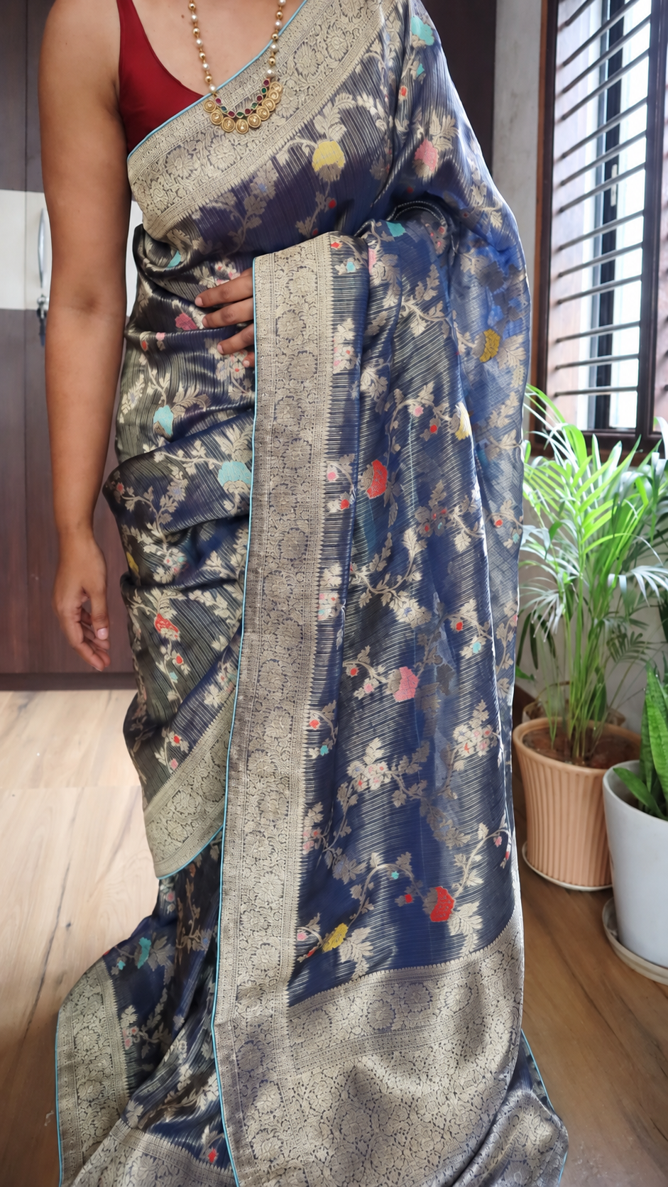 Tissue Banarasi Silk Saree with Paithani Border 3 Tissue Banarasi Silk Saree with Paithani Border - Image 3