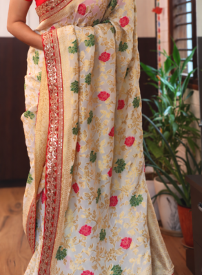 Pure Khaddi Georgette Saree with Beautiful Meenakari Jaal