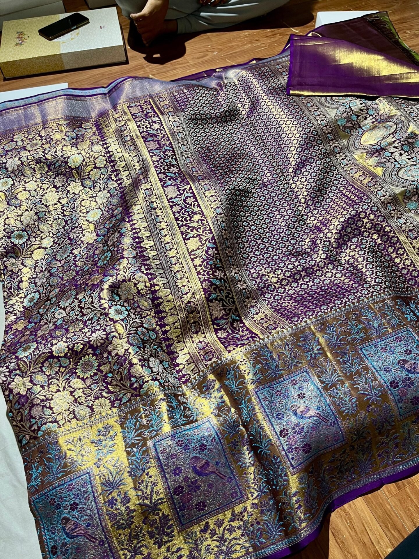 Purple Kanchipuram Resham Silk Saree 2 Purple Kanchipuram Resham Silk Saree pallu and blouse view