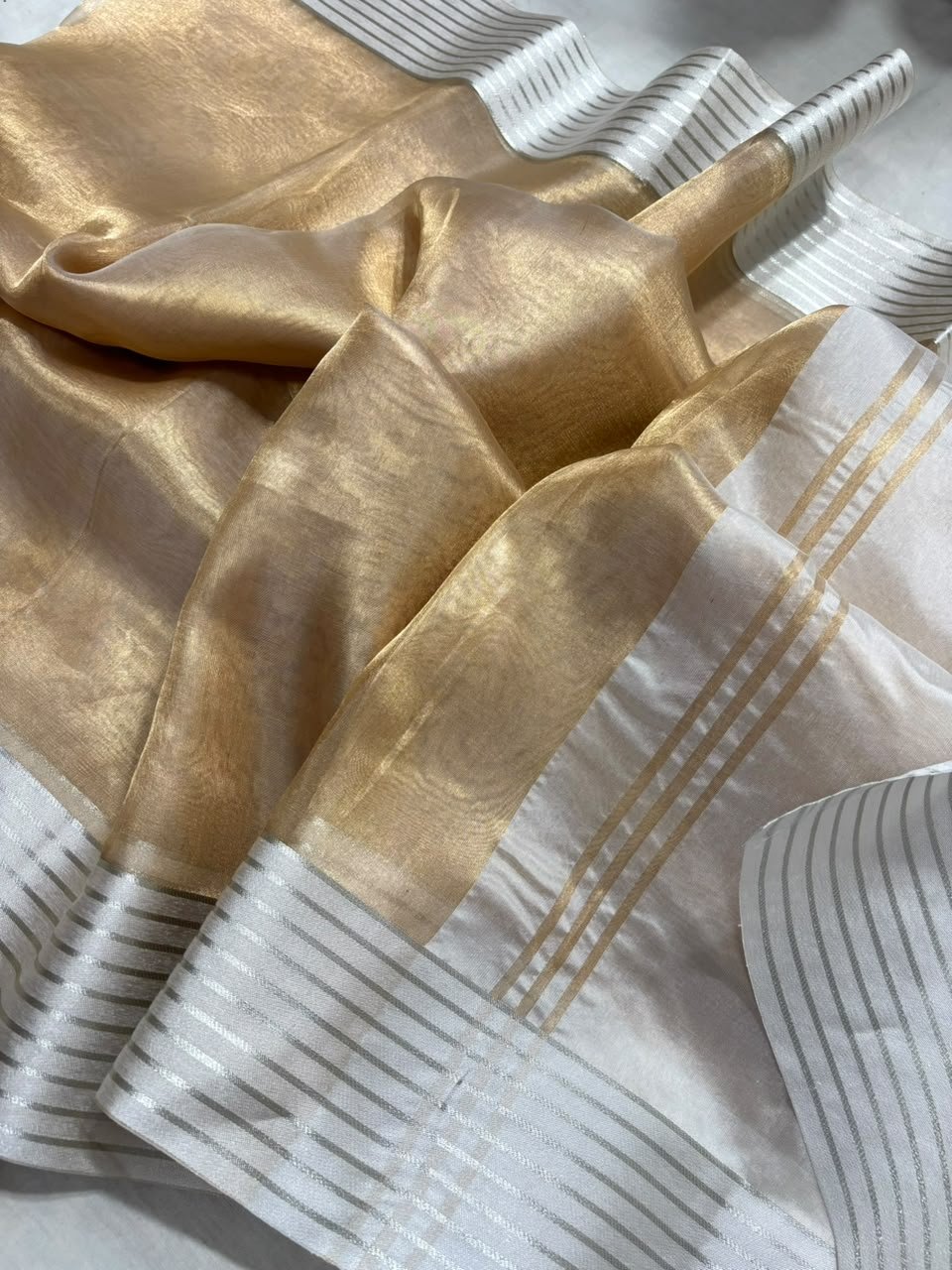 Banarasi Pure Tissue Silk Saree with Silver Border 2 Banarasi Pure Tissue Silk Saree with Silver Border - Image 2