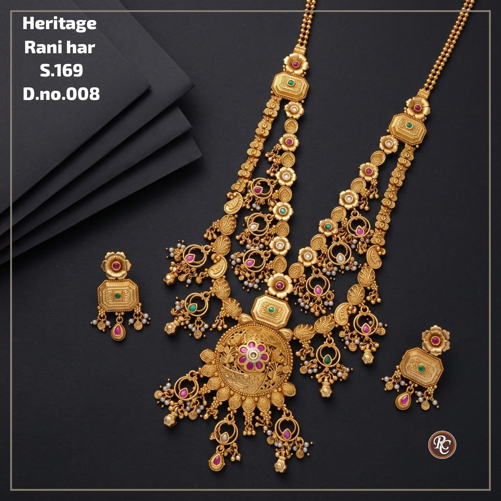 Heritage Rani Haar Necklace Set with Earrings 2 Heritage Rani Haar Necklace Set with Earrings - Image 2