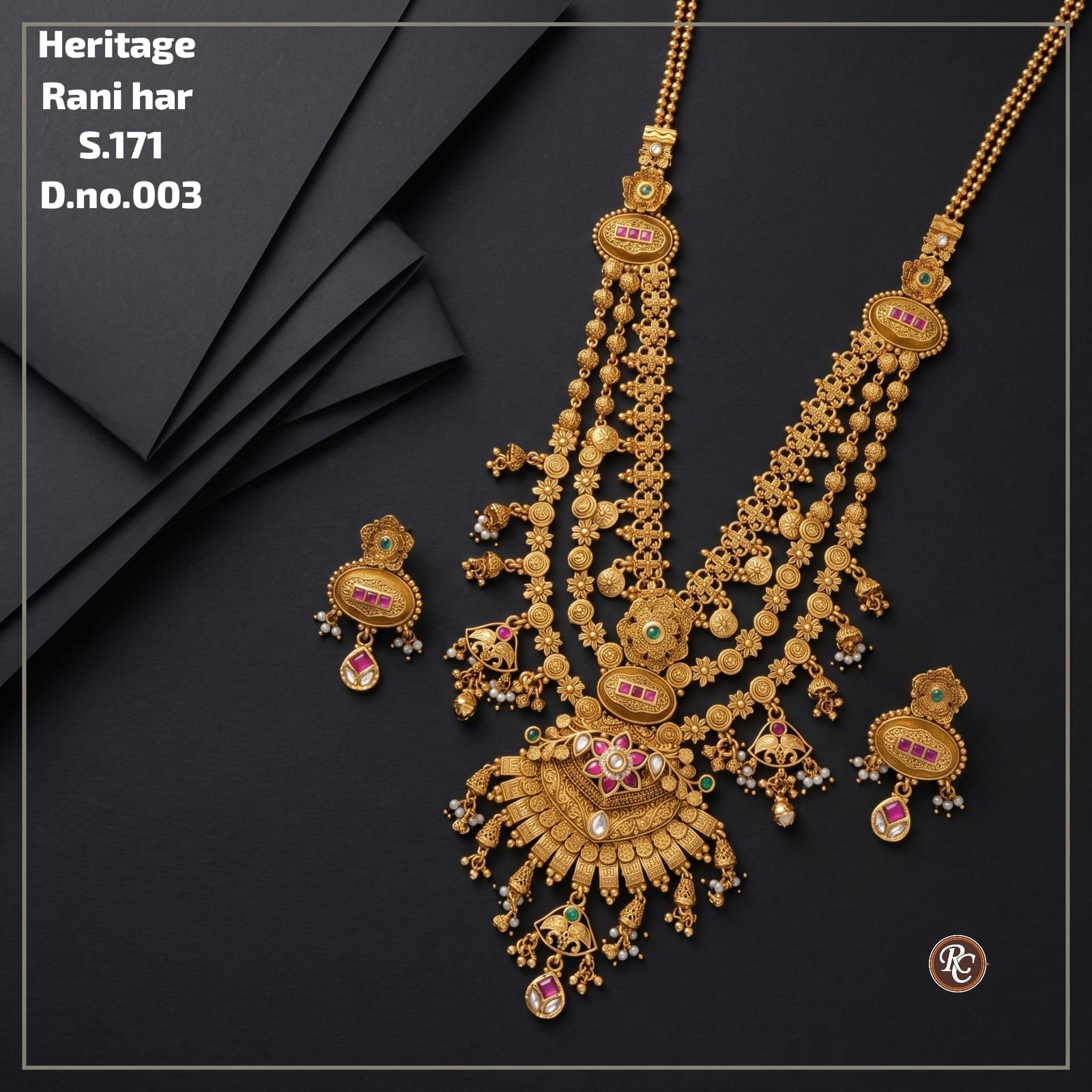 Heritage Rani Haar Necklace Set with Earrings 3 Heritage Rani Haar Necklace Set with Earrings - Image 3