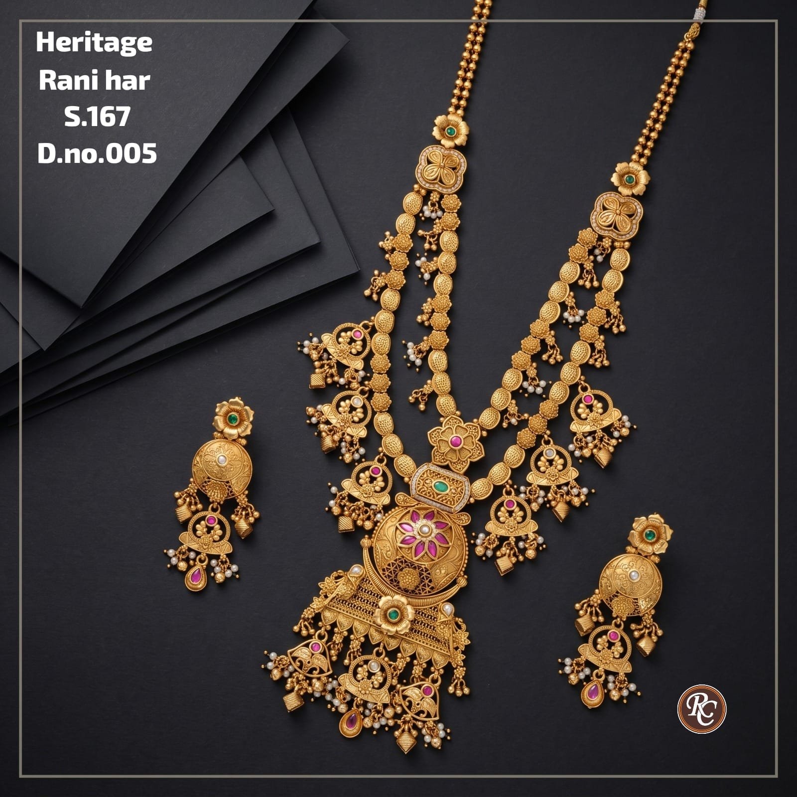 Heritage Rani Haar Necklace Set with Earrings 4 Heritage Rani Haar Necklace Set with Earrings - Image 4