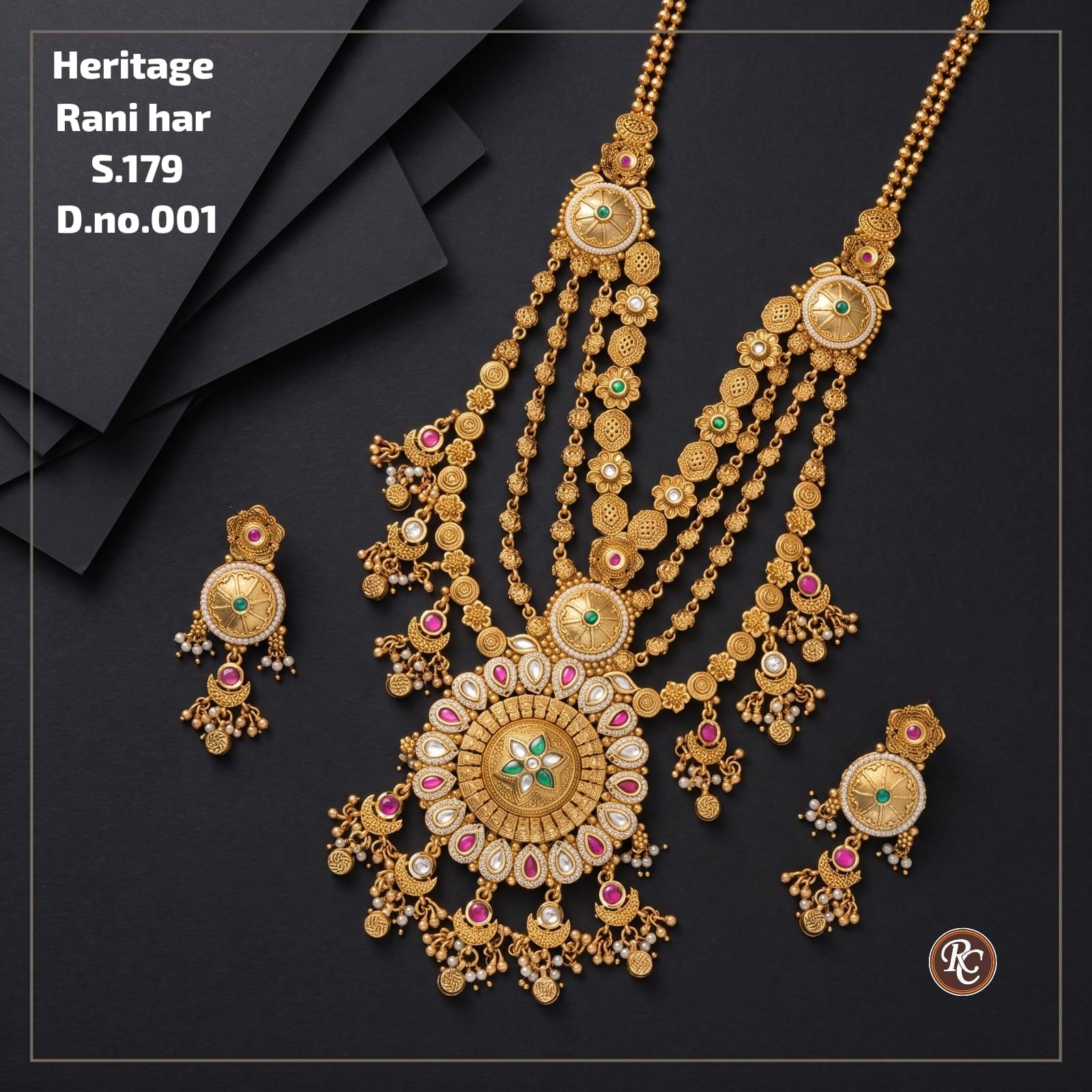 Heritage Rani Haar Necklace Set with Earrings 6 Heritage Rani Haar Necklace Set with Earrings - Image 6