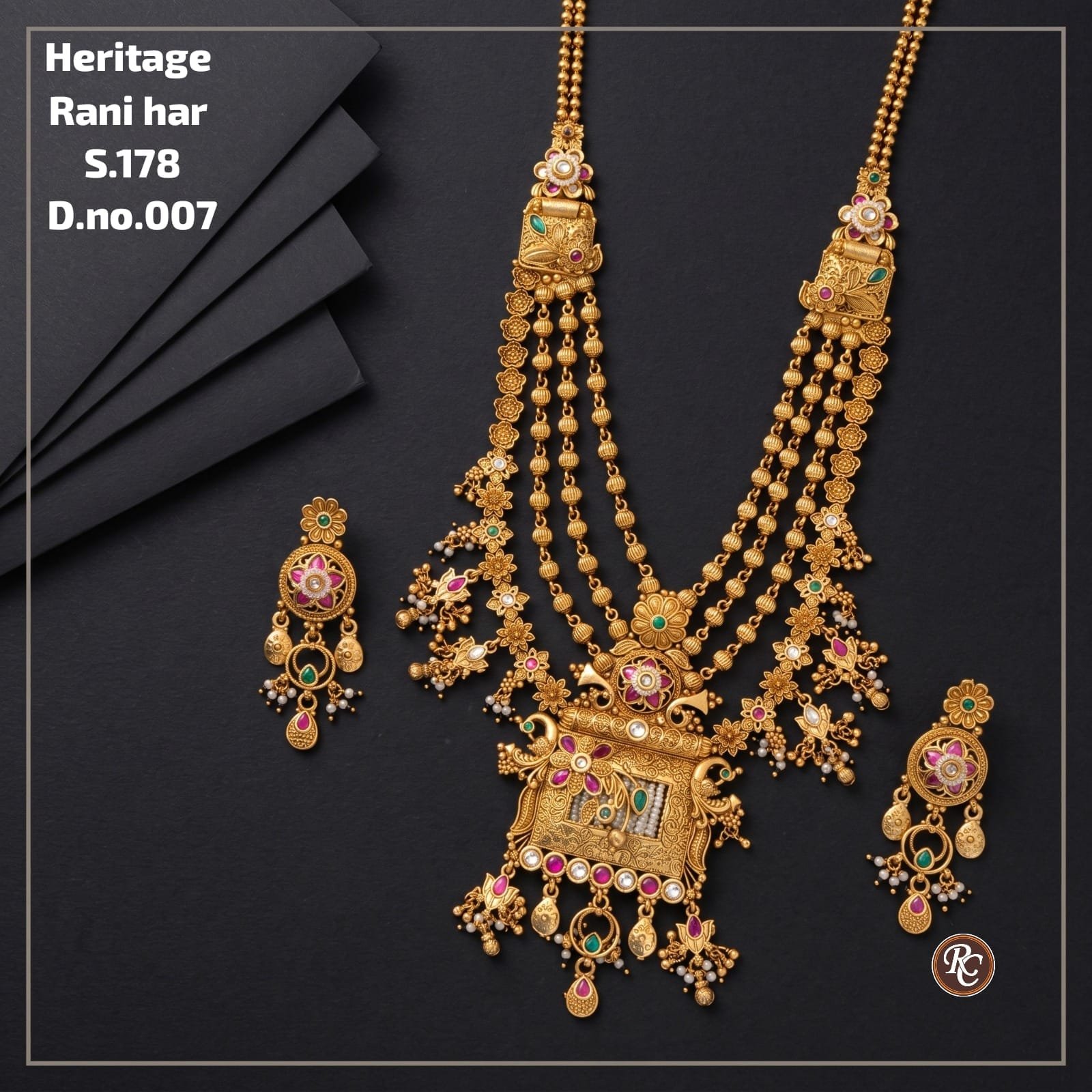 Heritage Rani Haar Necklace Set with Earrings 7 Heritage Rani Haar Necklace Set with Earrings - Image 7