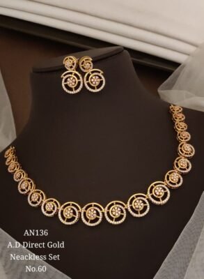 AD Circular Motif Necklace Set 8 AD Circular Motif Necklace Set in gold-tone finish