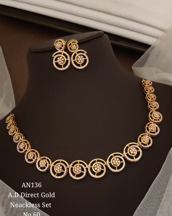 AD Circular Motif Necklace Set in gold-tone finish