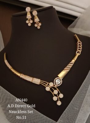 AD Leaf Drop Statement Necklace Set 6 AD Leaf Drop Statement Necklace Set in gold-tone finish