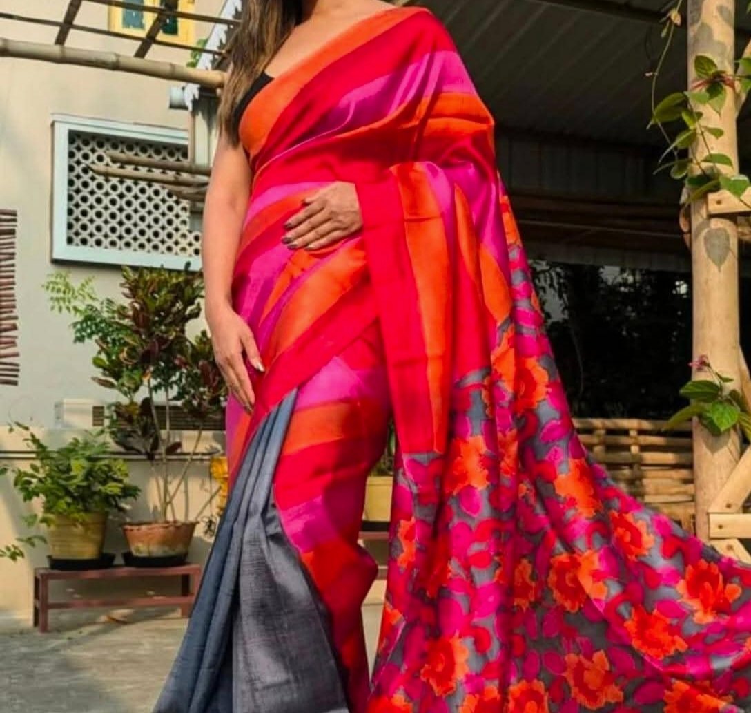 Bishnupuri Handloom Pure Silk Hand Painted Saree 2 Bishnupuri handloom pure silk hand painted saree - Multicolour