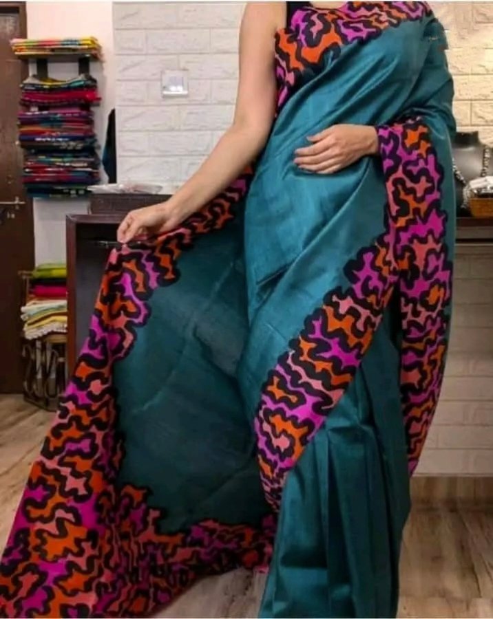 Bishnupuri Handloom Pure Silk Hand Painted Saree 4 Bishnupuri handloom pure silk hand painted saree - Teal and Pink