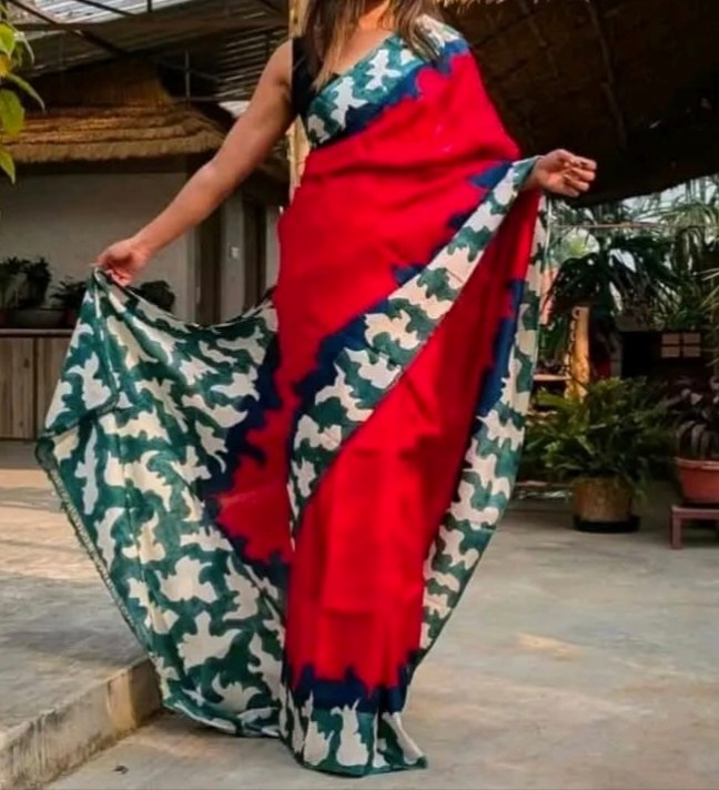 Bishnupuri Handloom Pure Silk Hand Painted Saree 3 Bishnupuri handloom pure silk hand painted saree - Red and Teal