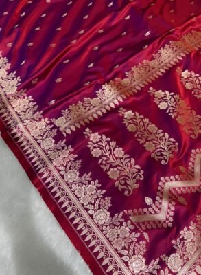 Mashru silk saree - Wine - full design