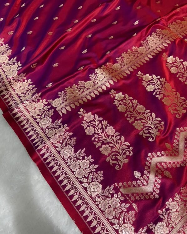 Mashru silk saree - Wine - full design