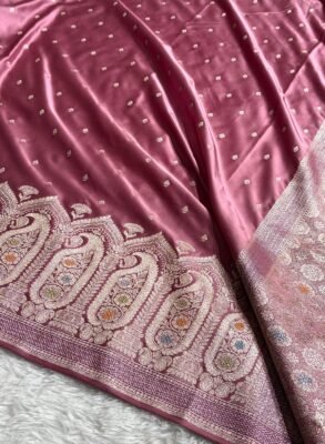 Banarasi Mashru Katan silk saree - Dusty Rose