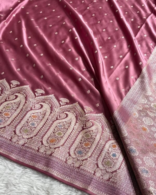 Banarasi Mashru Katan silk saree - Dusty Rose