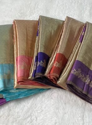 Banarasi pure tissue brocade saree with assorted satin border
