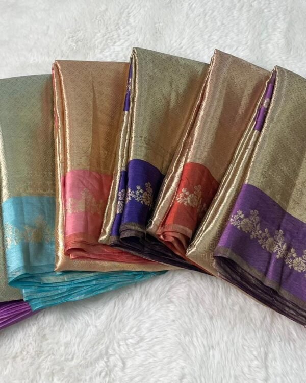 Banarasi pure tissue brocade saree with assorted satin border