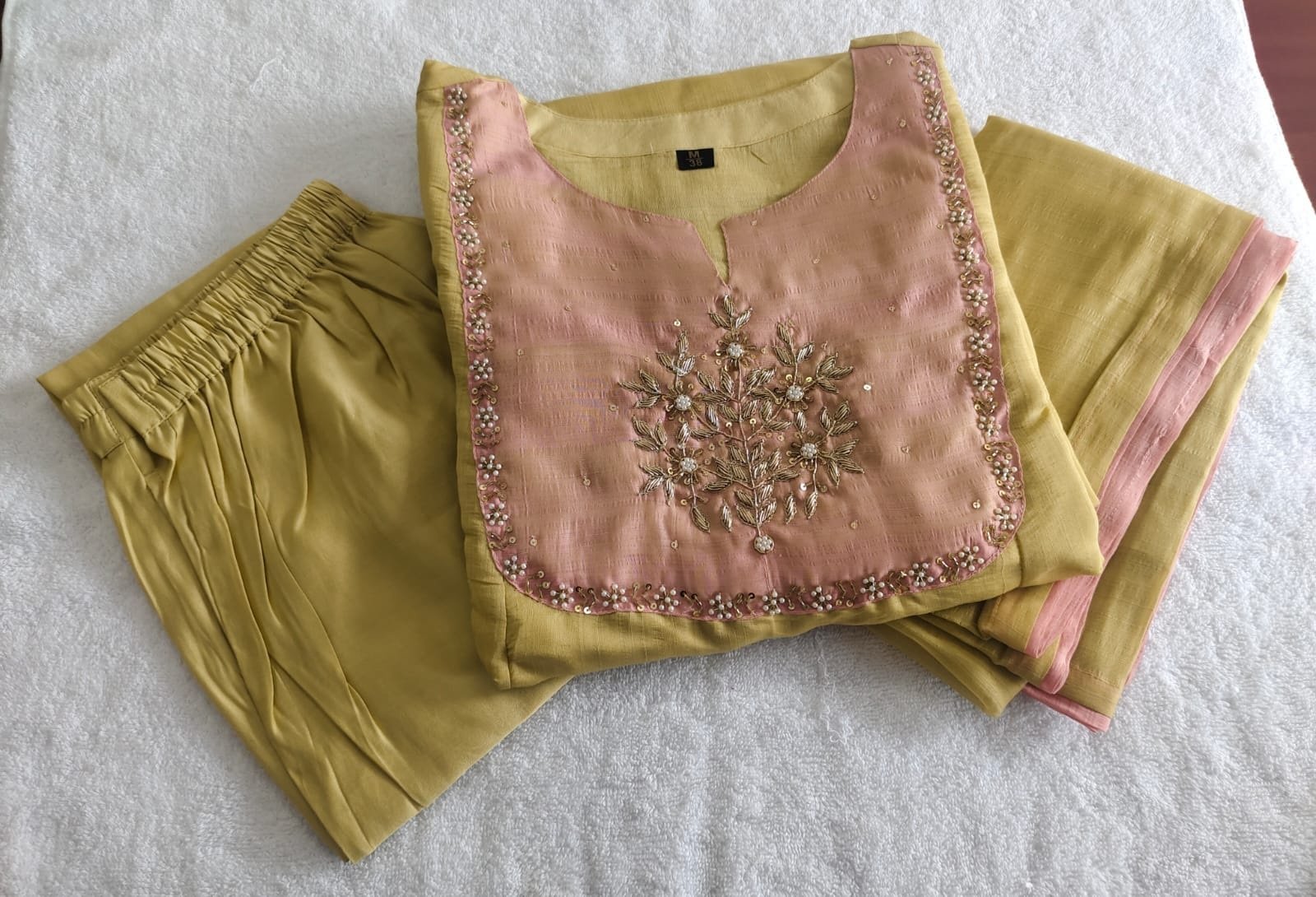 Mul Chanderi Kurti Set with Beautiful Embroidered Handwork 5 Mul Chanderi kurti set kurti pants and dupatta